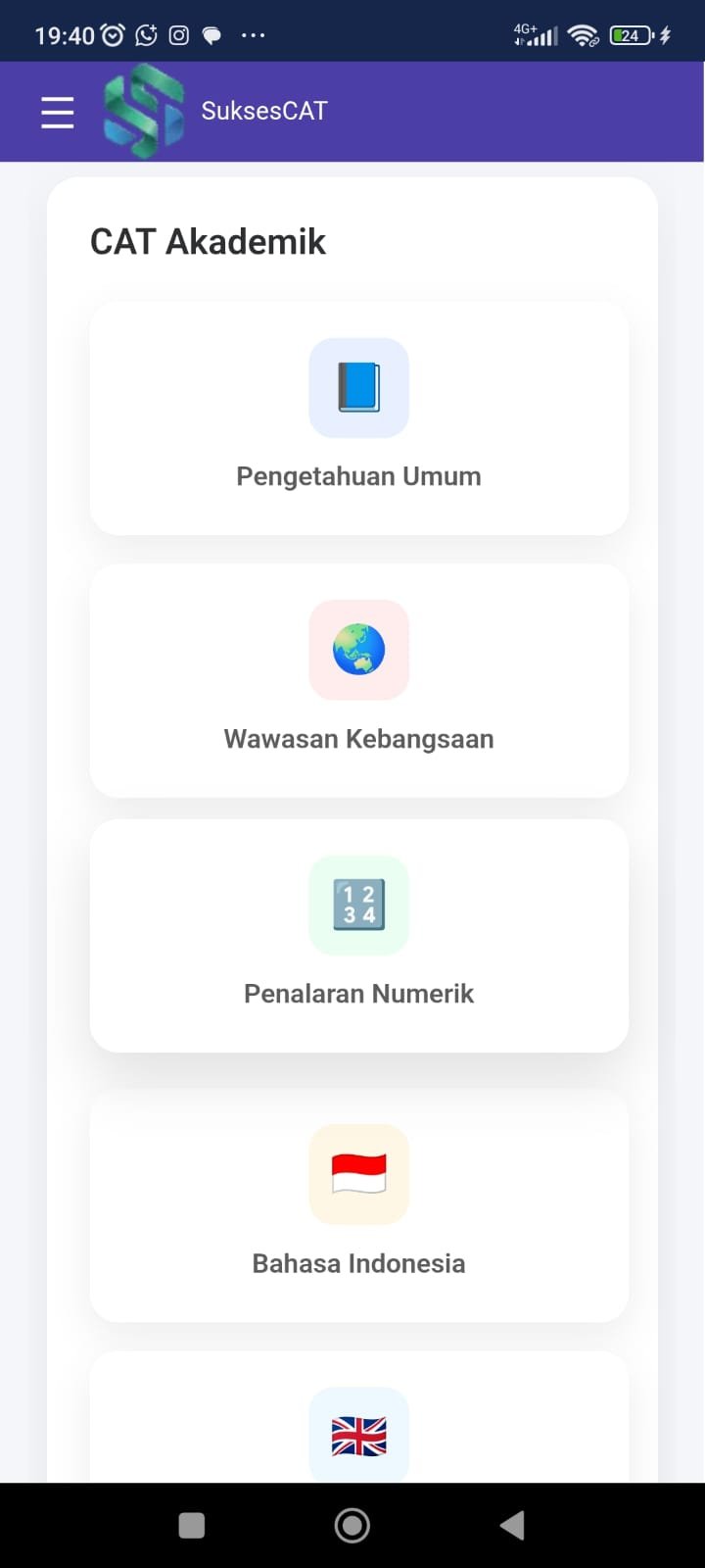 Tampilan nilai latihan
