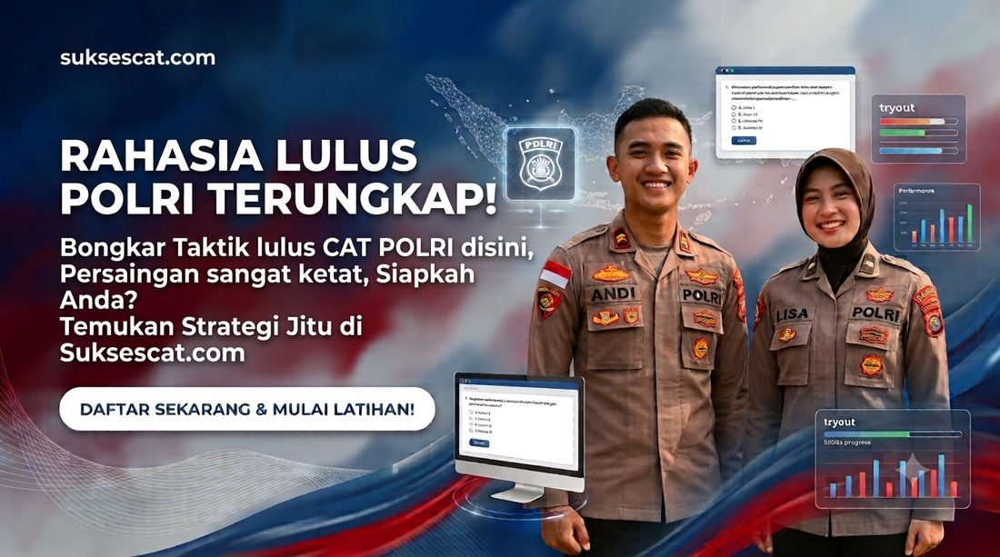 Banner Latihan CAT Akademik POLRI - sosok anggota POLRI pria dan wanita