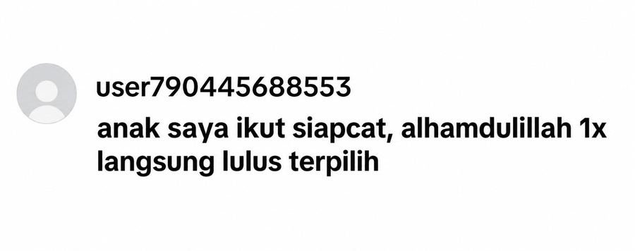 Screenshot testimoni WhatsApp pengguna SuksesCAT 2