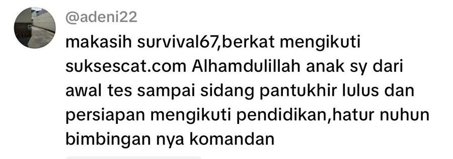 Screenshot testimoni WhatsApp pengguna SuksesCAT 7