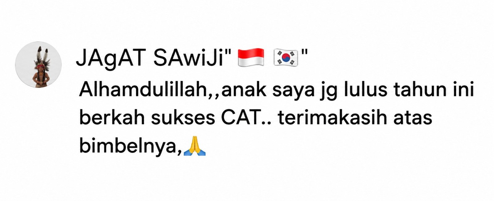 Screenshot testimoni WhatsApp pengguna SuksesCAT 2